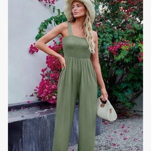 Olive Green Sleeveless Jumpsuit